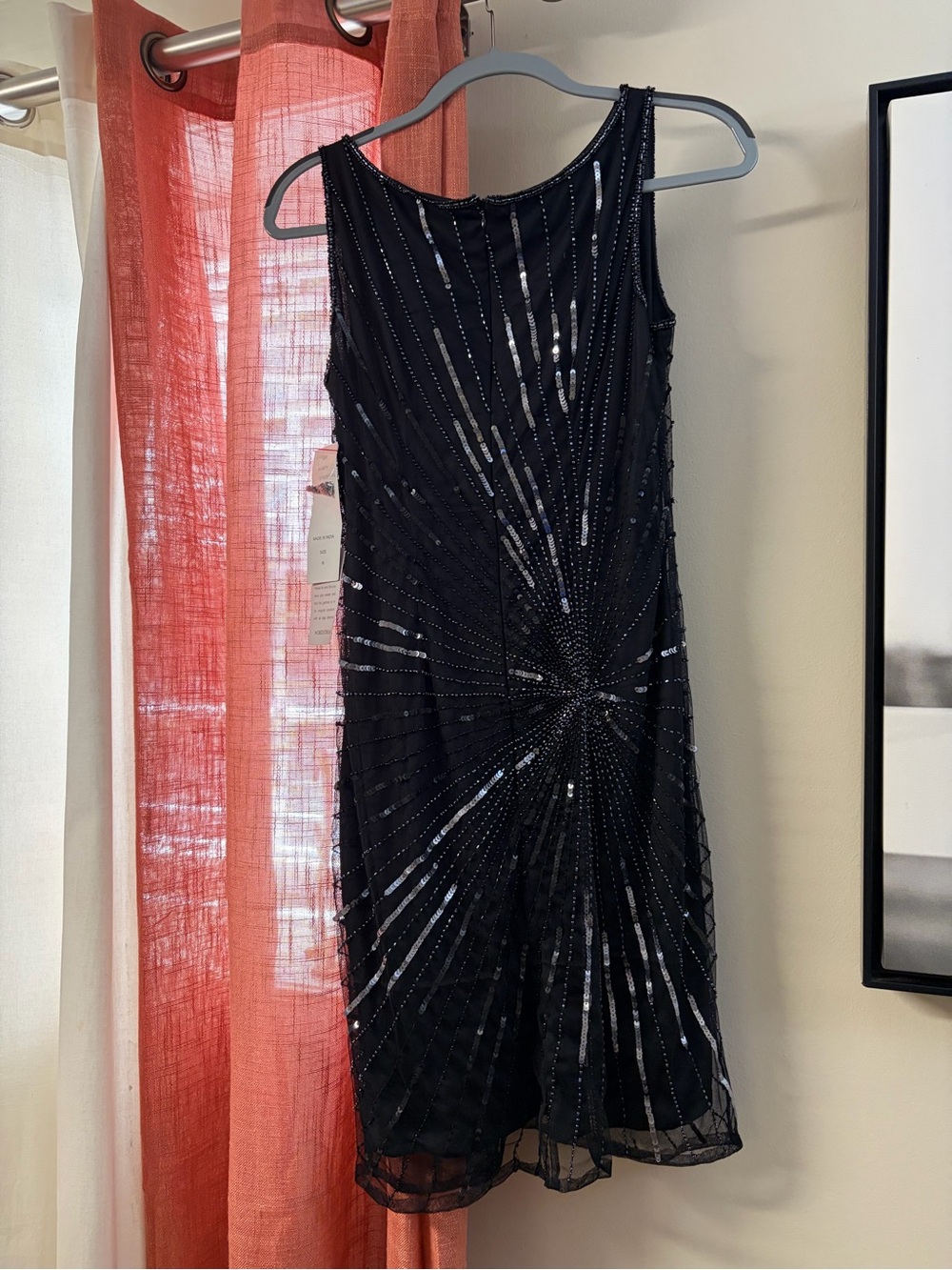 Nordstrom Black Beaded Asymmetrical Cocktail Dress